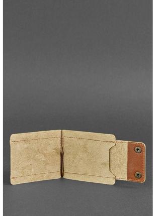 Мужское кожаное портмоне светло-коричневое 10.0 зажим для денег3 фото