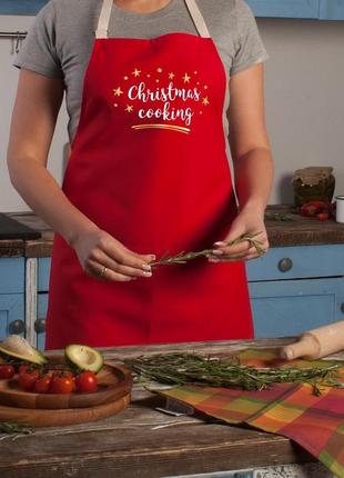 Фартух "christmas cooking", червоний, red, англійська2 фото