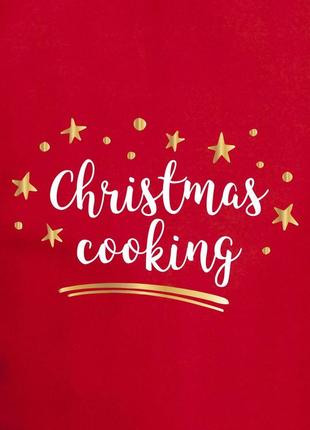 Фартух "christmas cooking", червоний, red, англійська3 фото