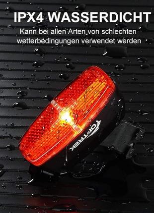Задній велосипедний ліхтар toptrek водонепроникний, ipx46 фото