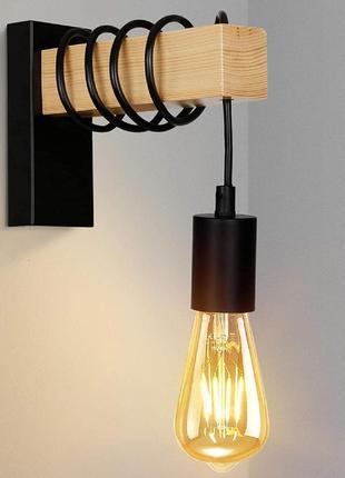 Настінний світильник з металу та дерева albrillo retro бра