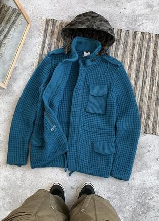 Bark jacket мужская куртка парка лимитированная дизайнерская синяя барк вязаная made in italy винтаж размер м2 фото