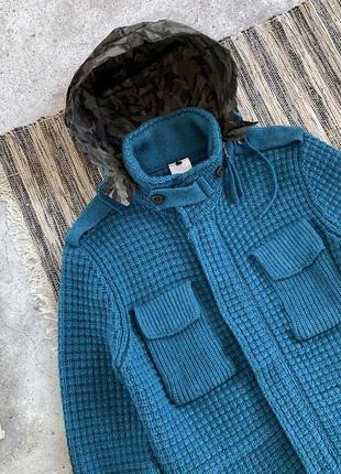 Bark jacket мужская куртка парка лимитированная дизайнерская синяя барк вязаная made in italy винтаж размер м3 фото