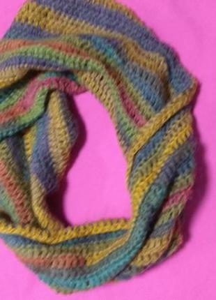 Качественный легкий теплый шарф-хомут из натуральной шерсти