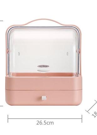Настольный органайзер для косметики на 2 секции ym206 single drawer розовый кейс бьюти бокс2 фото
