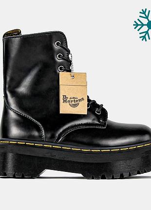 Сапоги кожаные зимние на платформе ❤️❄️ dr.martens jadon black (winter)