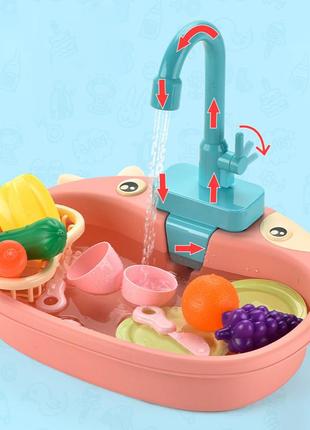 Ігровий набір дитяча раковина з водою, дитяча інтерактивна іграшка розвиває практичні навички рожева