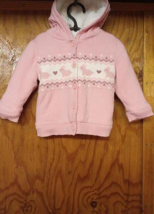 Кофта тепла на штучному хутрі little nutmeg 3-6m/68