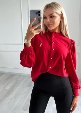 Женская красная блуза, блузка на пуговицах в стиле ysl