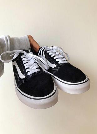 Замшевые, черные кеды vans old skool, натуральная замша, наложенный платеж