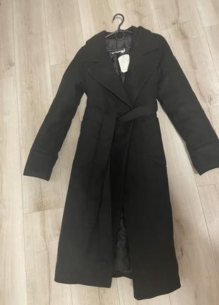 Пальто новое черное кашемир кашемир зима осень1 фото