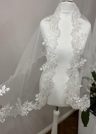Шарф ажурный в церковь, венчальный платок, косынка церковная со светоотражающим кружевом1 фото