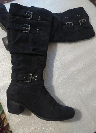 Сапоги черные замш.женские 38р.