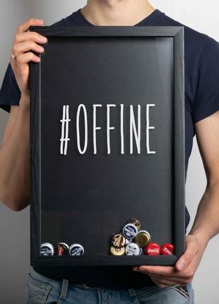 Рамка копілка "#offine" для кришок, чорний, black-black, англійська3 фото