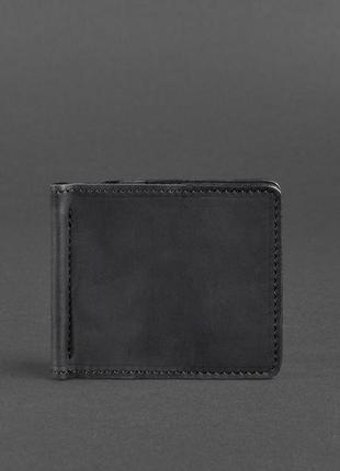 Мужское кожаное портмоне черное 1.0 зажим для денег crazy horse5 фото