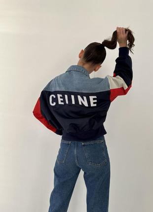 Женский трендовый джинсовый бомбер куртка курточка оверсайз в стиле celine xs, s, m2 фото