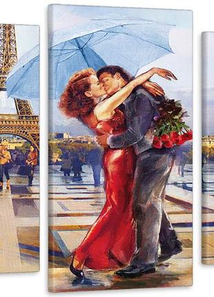 Модульная картина в гостиную / спальню  париж кохання  art-517_3 с лаковым покрытием