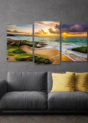 Модульная картина в гостиную / спальню захід сонця art-527 3 с лаковым покрытием