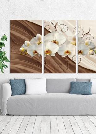 Модульна картина у вітальню/ спальню  квіти орхідея    art-226_3a з лаковим покриттям2 фото