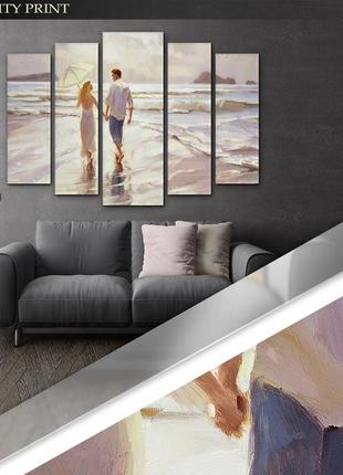 Модульная картина в гостиную / спальню влюбленная пара у моря art-241 5 ( 80х118см )...
