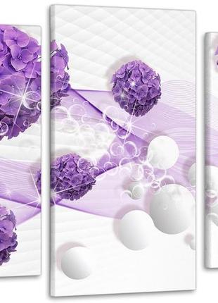 Модульная картина цветы абстракция  art-5_3 с лаковым покрытием