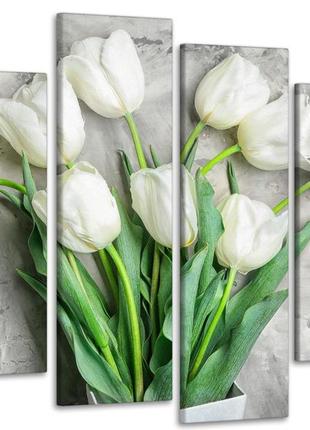 Модульна картина в спальню, вітальню тюльпани квіти art-611_4 з лаковим покриттям
