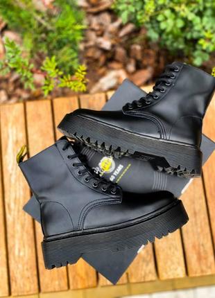 Черевики без замка жіночі зимові на хутрі dr.martens мартенси чорні6 фото