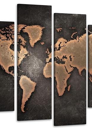 Модульна картина карта світу art-100_4 з лаковим покриттям