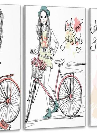 Модульная картина в гостиную / спальню  дівчинка    art-283_3a с лаковым покрытием