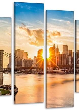 Модульная картина город рассвет art-135_4 с лаковым покрытием