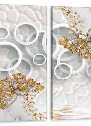 Модульная картина в гостиную / спальню метелики з камінців tlv-2_025 з лаковим покриттям