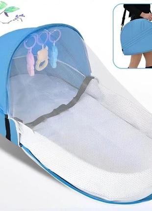 Детская переносная кроватка для младенца, пеленальная сумка люлька переноска для новорожденных голубая