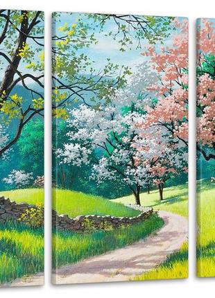 Модульная картина весна сад art-11_3а с лаковым покрытием