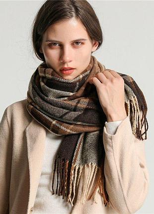 Теплий шарф в літинку шарфик картатий палантин широкий довгий об'ємний2 фото