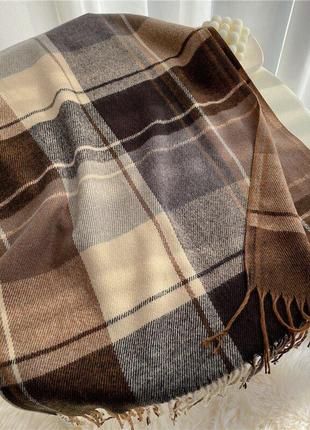 Теплий шарф в літинку шарфик картатий палантин широкий довгий об'ємний4 фото