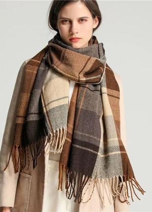 Теплий шарф в літинку шарфик картатий палантин широкий довгий об'ємний