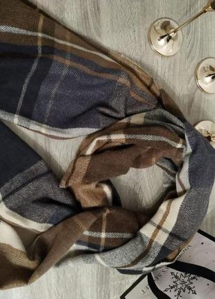 Теплий шарф в літинку шарфик картатий палантин широкий довгий об'ємний7 фото