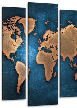 Модульна картина карта світу art-133_5 з лаковим покриттям