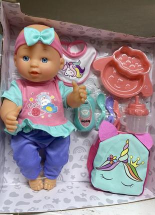 Пупс функціональний 32 см, аксесуарами лялька малюк, новонароджена дівчинка1 фото