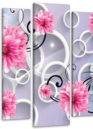 Модульна картина у вітальню / спальню абстракція квіти art-416_5 ( 80х118см ) з лаковим покриттям