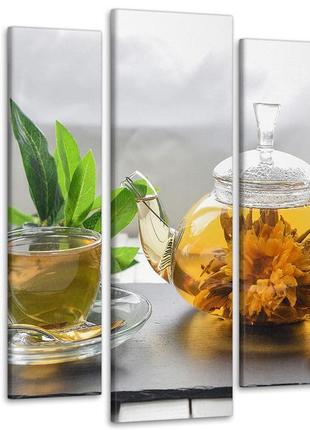 Модульная картина в кухню чай art-356_5 ( 80х118см ) с лаковым покрытием