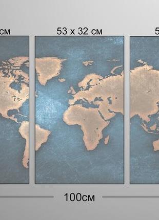 Модульная картина карта мира  аrt-142_3а с лаковым покрытием3 фото