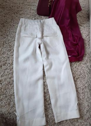 Стильные льняные широкие брюки, кюлоты с подворотами,белые,mexx, p 8-106 фото