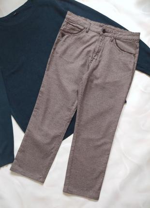 Теплі прямі штани в гусячу лапку, твідові штани flash jeans