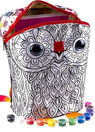 Набор для творчества рюкзак - разрисовка my color owl-bag danko toys cвр-01-01 детский блестки краски кисточка