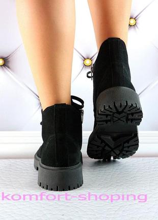 Зимние ботинки женские черные замшевые   к 14374 фото
