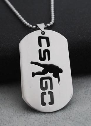 Чоловічий ланцюжок з кулоном cs go контер страйк кулон на шию у вигляді жетона армійського3 фото