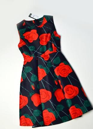Красивое плотное платье миди в цветы1 фото