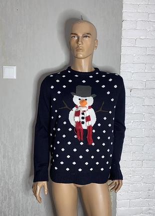 Кофта джемпер з сніговиком новорічний светр cedarwood state, l-xl