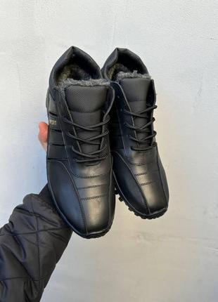Чоловічі кросівки шкіряні зимові чорні gras 03б, розмір: 433 фото